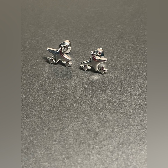 Silver Star Shaped Earrings - Picture 3 of 6